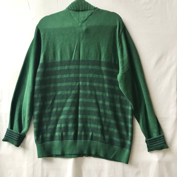 Tommy Hilfiger Green Blue Cardigan Sweater Mens Size XL X-Large Stripes Full Zip - Picture 4 of 16